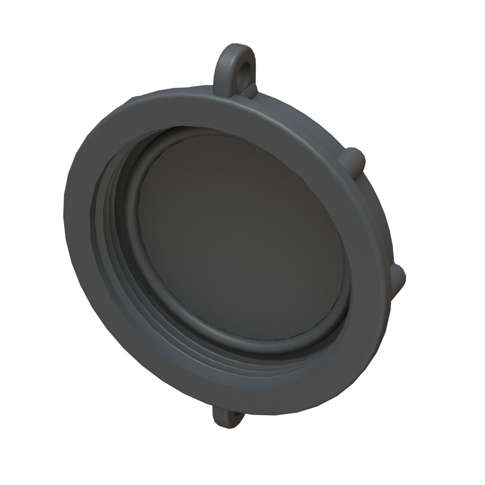 2 BSP dust cap for IBC valve camlock outlet, P/P Black