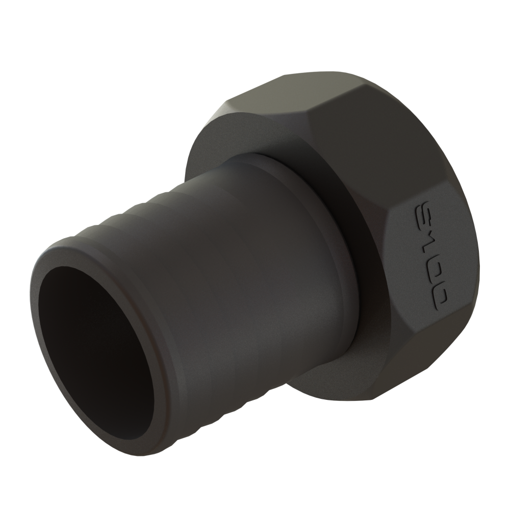 S100X8 female buttress C/W seal X 3” (75mm) Hose Tail, G/P/P