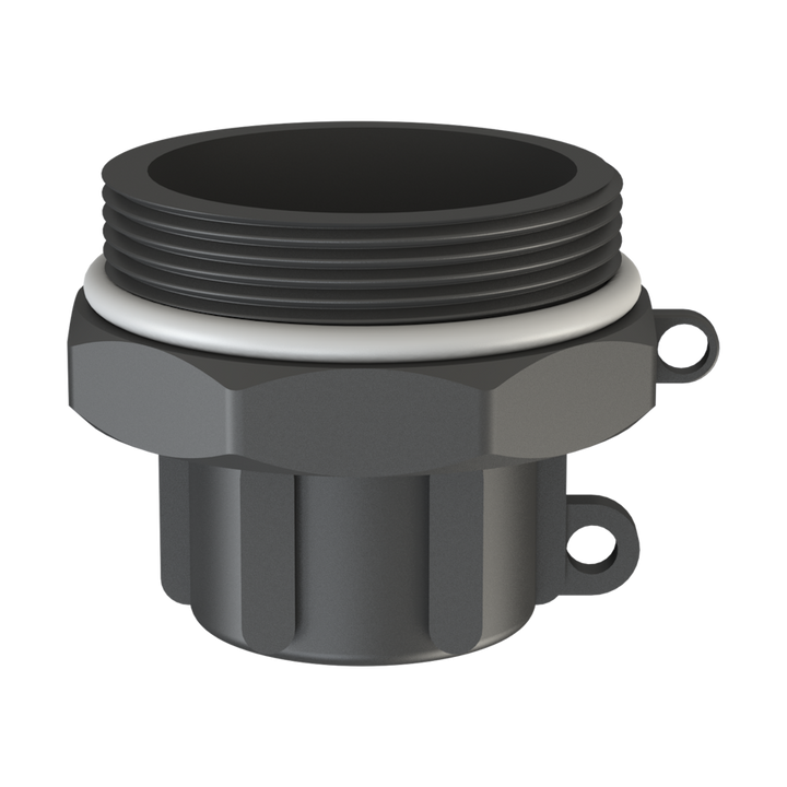 CPP® BCS G2 × 11.5 (2″ BSP/NPS) Drum Thread × 1″ NPT Female in black glass-filled polypropylene – product view 1