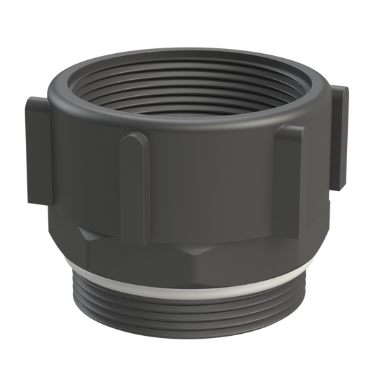 CPP® BCS G2 × 11.5 (2″ BSP/NPS) Drum Thread × 2″ BSPP Female in black glass-filled polypropylene