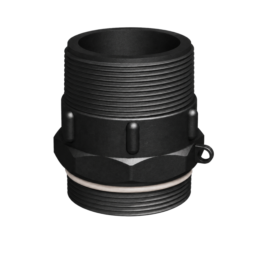 CPP® BCS G2 × 11.5 (2″ BSP/NPS) Drum Thread × 2″ NPT Male in black glass-filled polypropylene – product view 3