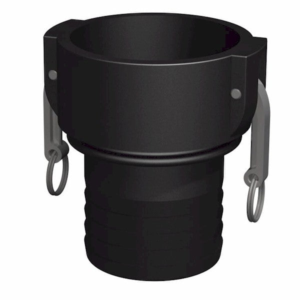 4″ Female Camlock × 4″ (100 mm) Hose Tail (Type C) - GF Polypropylene - CPP®