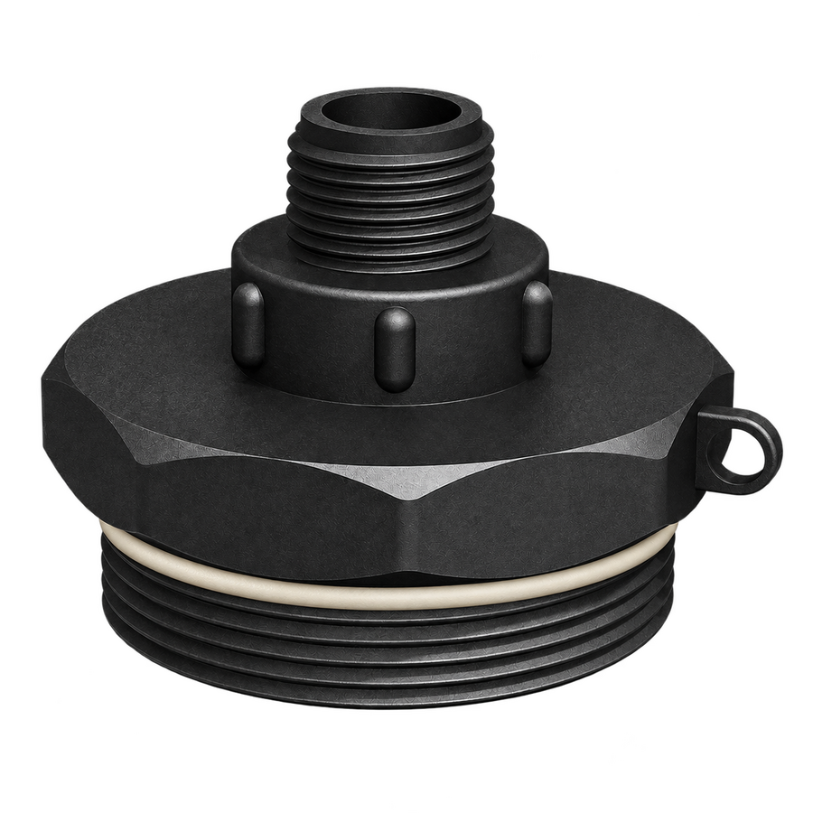 CPP® BCS G2 × 11.5 (2″ BSP/NPS) Drum Thread × ½″ BSPT Male in black glass-filled polypropylene – product view 2