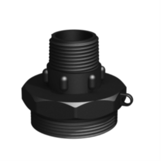 CPP® BCS G2 × 11.5 (2″ BSP/NPS) Drum Thread × 1″ NPT Male in black glass-filled polypropylene
