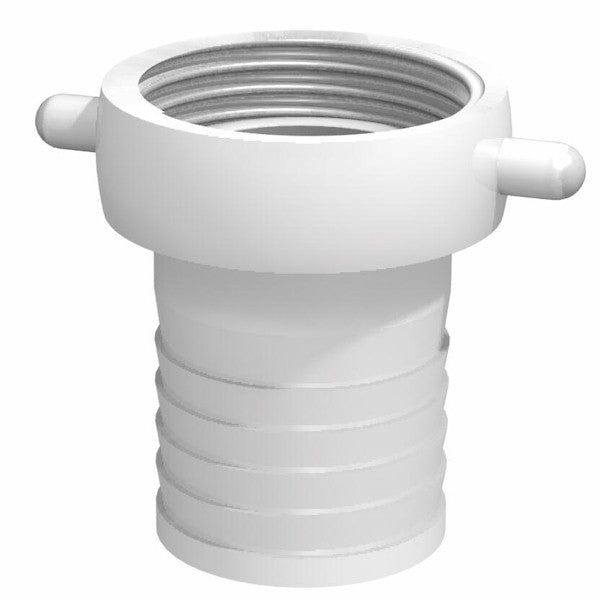 CPP® 4 inch URT Urban Round Thread lugged female coupling with 4 inch 100 mm hose tail in natural polypropylene